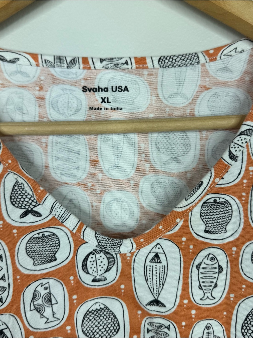 Svaha Novelty Fish Print Scoop Neck Dress Pockets XL - Picture 7 of 7
